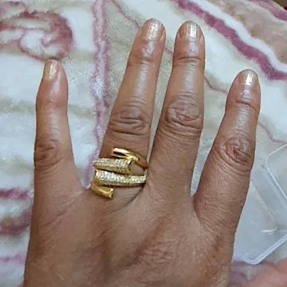 Gold Plated Micro Zircon Statement Ring - Picture 7 of 9